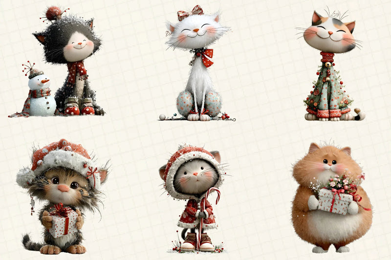 Christmas Cute Cats Clipart Bundle - CraftNest - Digital Crafting and Art