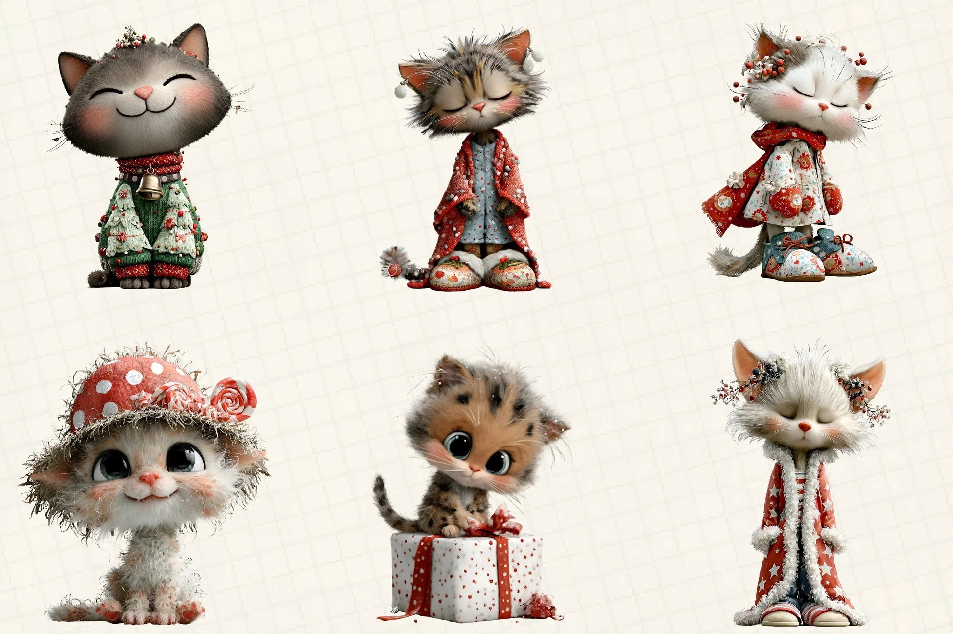 Christmas Cute Cats Clipart Bundle - CraftNest - Digital Crafting and Art