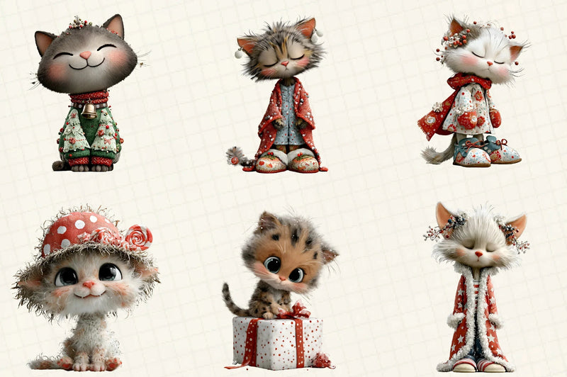 Christmas Cute Cats Clipart Bundle - CraftNest - Digital Crafting and Art