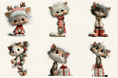 Christmas Cute Cats Clipart Bundle - CraftNest - Digital Crafting and Art