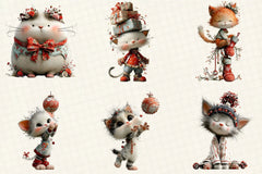 Christmas Cute Cats Clipart Bundle - CraftNest - Digital Crafting and Art
