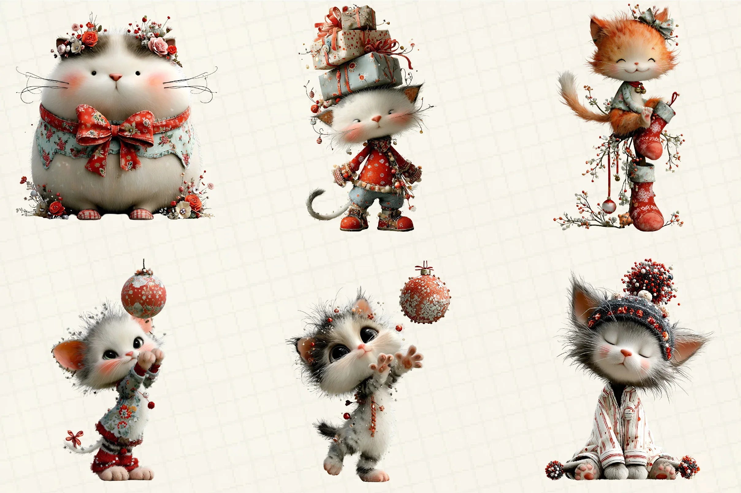 Christmas Cute Cats Clipart Bundle - CraftNest - Digital Crafting and Art