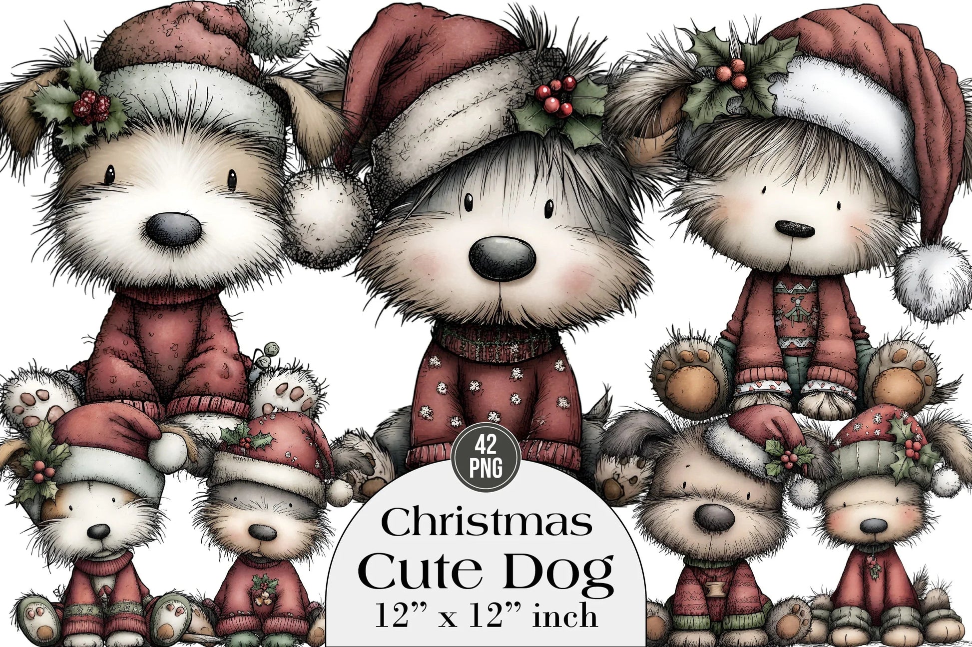 Christmas Cute Dog Clipart Bundle - CraftNest - Digital Crafting and Art