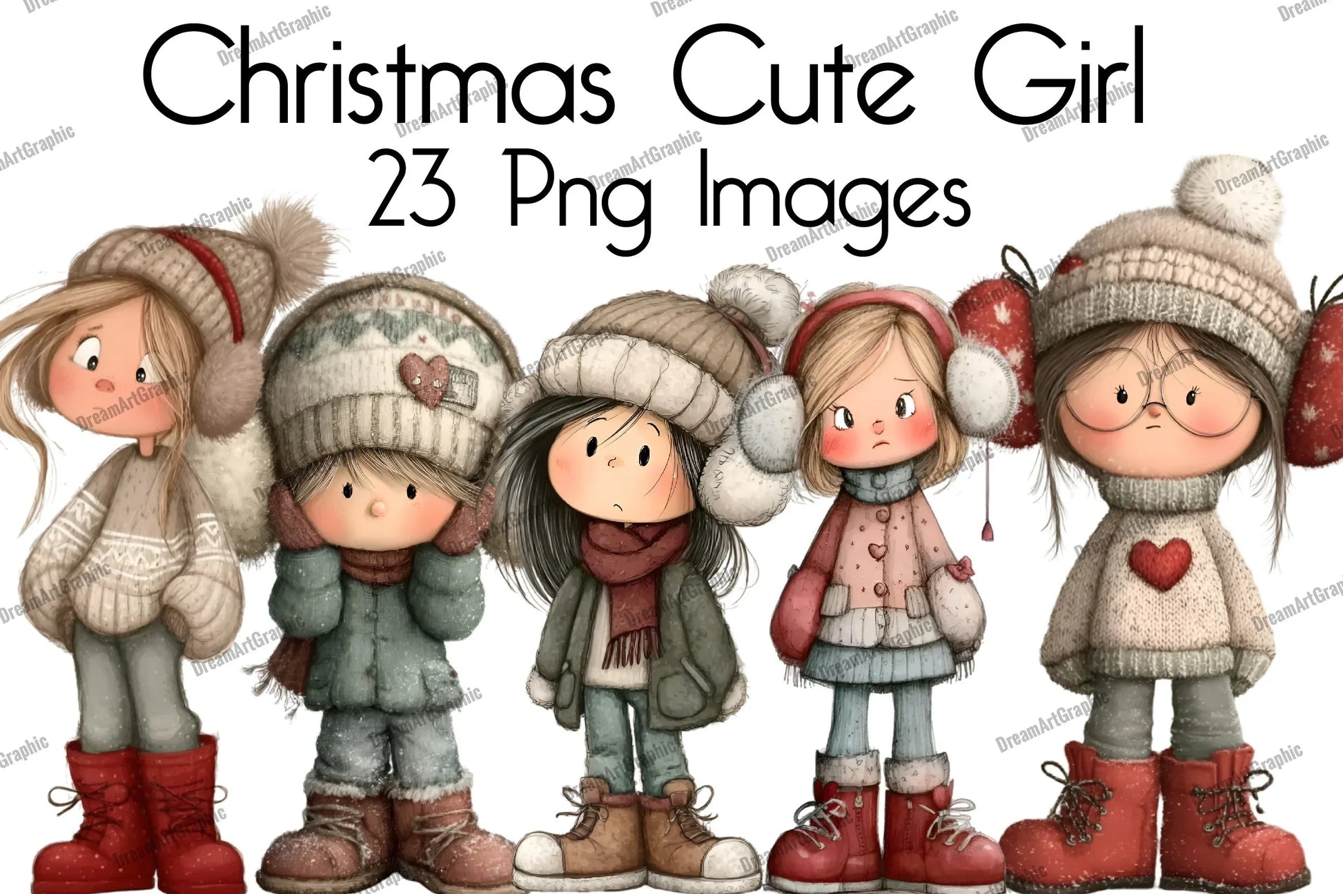 Christmas Cute Girl Clipart Bundle - CraftNest - Digital Crafting and Art