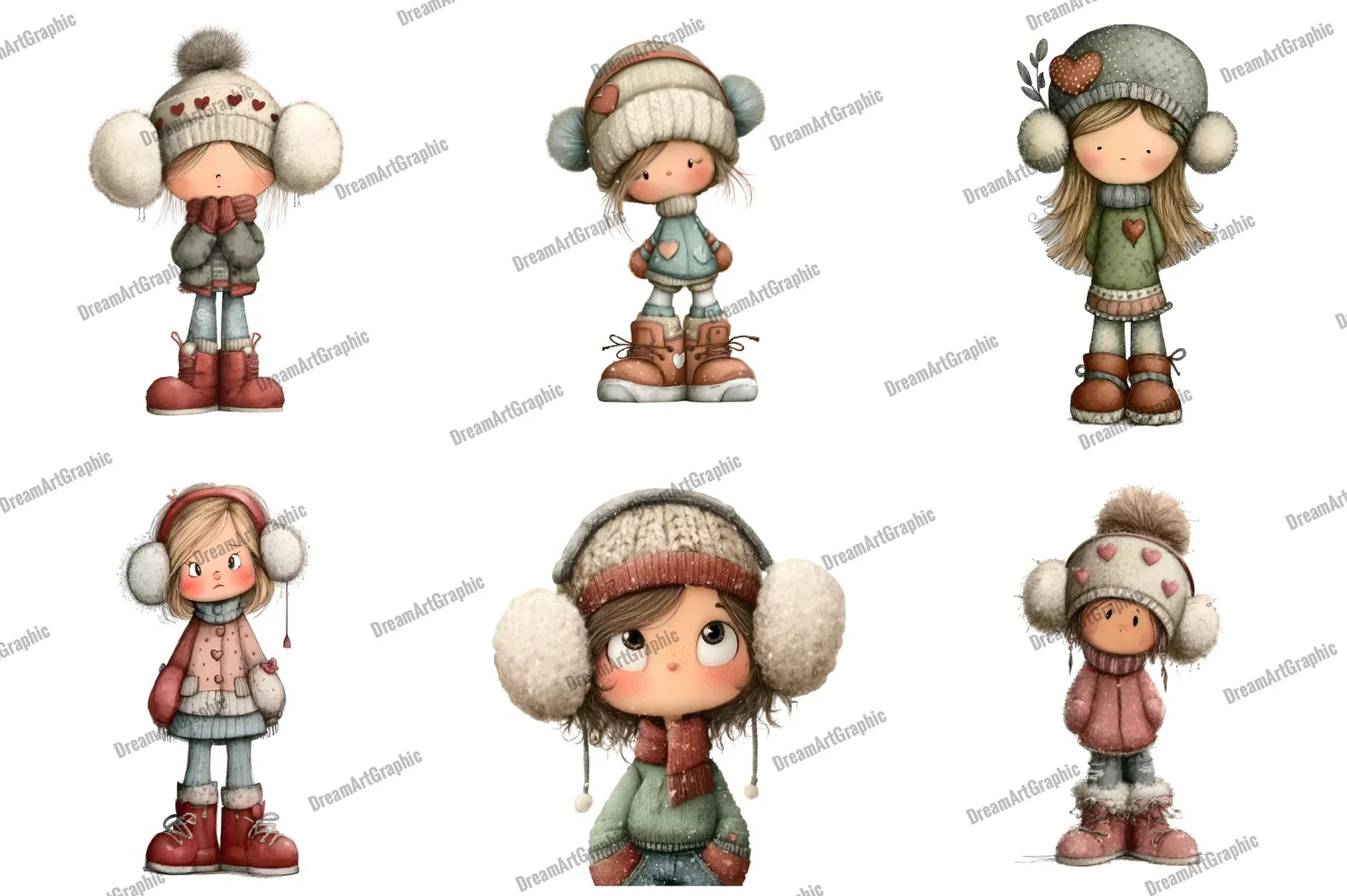 Christmas Cute Girl Clipart Bundle - CraftNest - Digital Crafting and Art