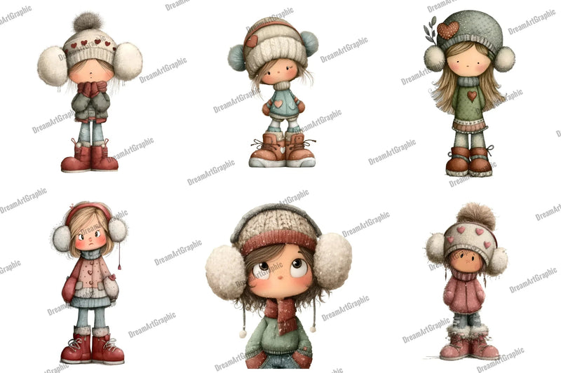 Christmas Cute Girl Clipart Bundle - CraftNest - Digital Crafting and Art