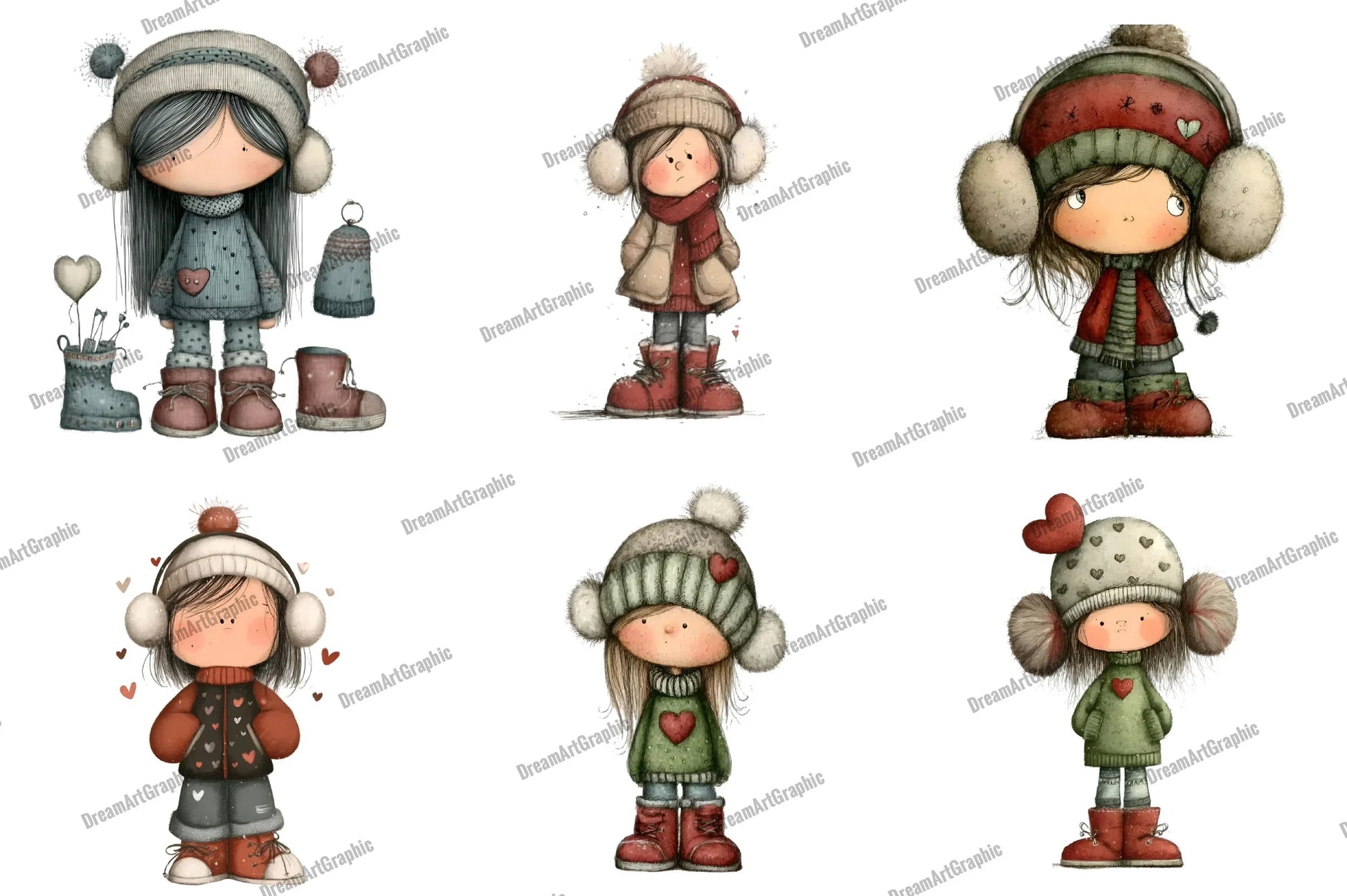 Christmas Cute Girl Clipart Bundle - CraftNest - Digital Crafting and Art