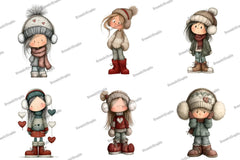 Christmas Cute Girl Clipart Bundle - CraftNest - Digital Crafting and Art