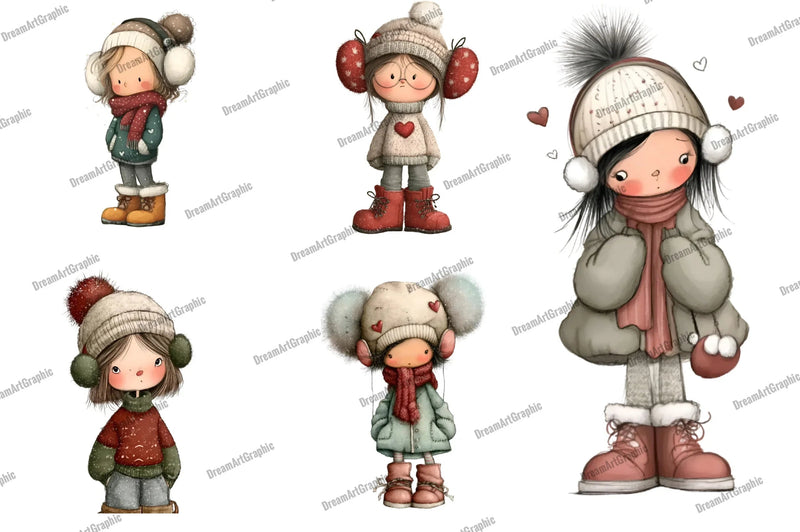 Christmas Cute Girl Clipart Bundle - CraftNest - Digital Crafting and Art