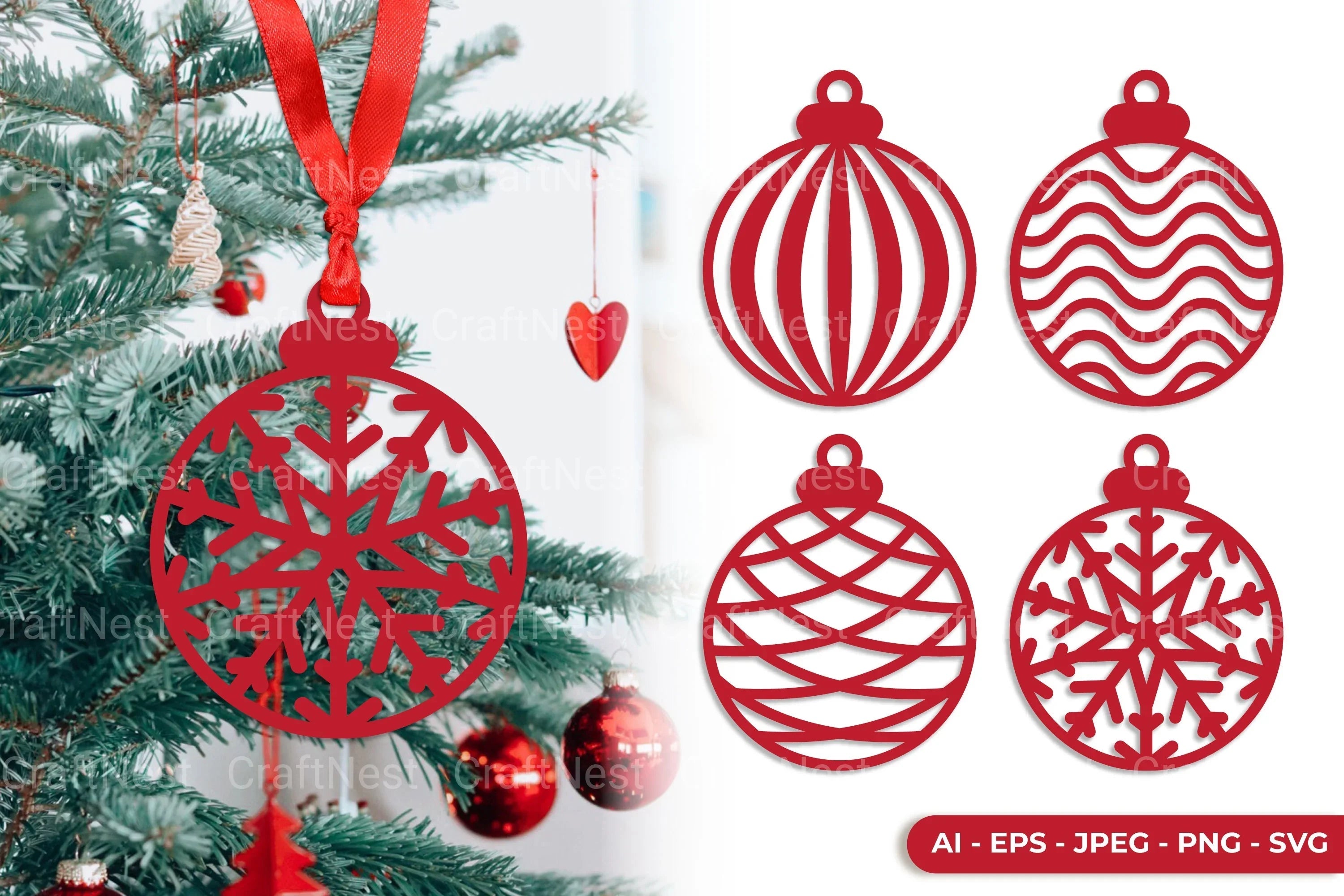 Christmas Decoration Ball Lasercut Clipart Bundle - CraftNest - Digital Crafting and Art