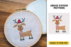 Christmas Deer Cross Stitch Clipart Bundle - CraftNest - Digital Crafting and Art