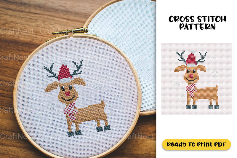 Christmas Deer Cross Stitch Clipart Bundle - CraftNest - Digital Crafting and Art