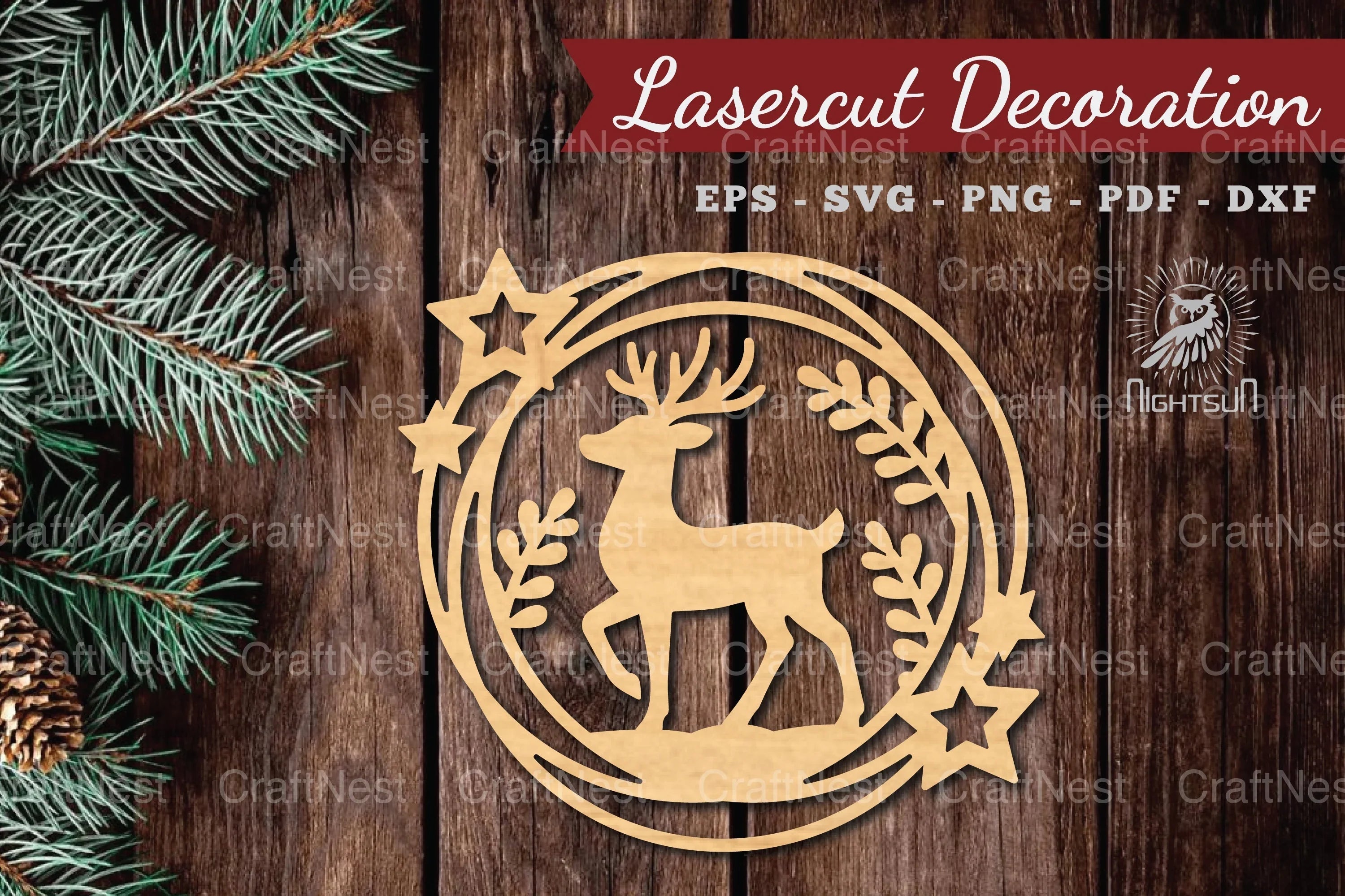 Christmas Deer Laser Cut Round SVG Bundle - CraftNest - Digital Crafting and Art