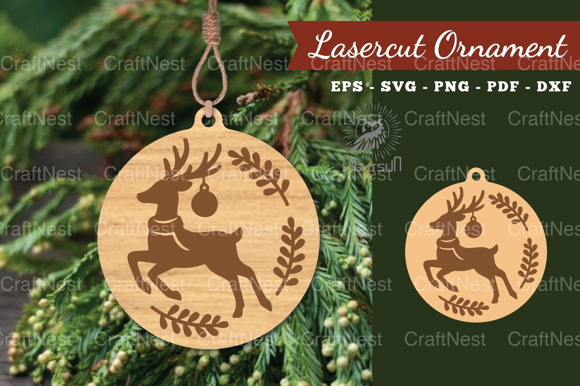 Christmas Deer Laser Cut Ornament Clipart Bundle - CraftNest - Digital Crafting and Art