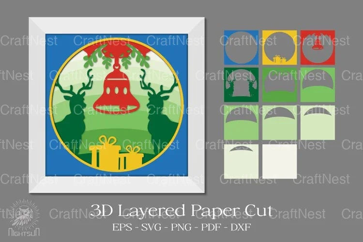 Christmas Deer Layered Paper Cut Clipart Bundle - CraftNest - Digital Crafting and Art