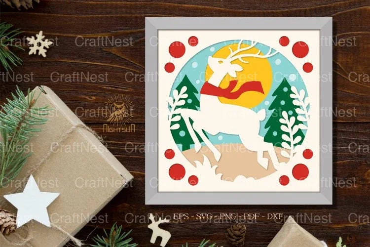 Christmas Deer Layered Paper Cut Clipart Bundle - CraftNest - Digital Crafting and Art