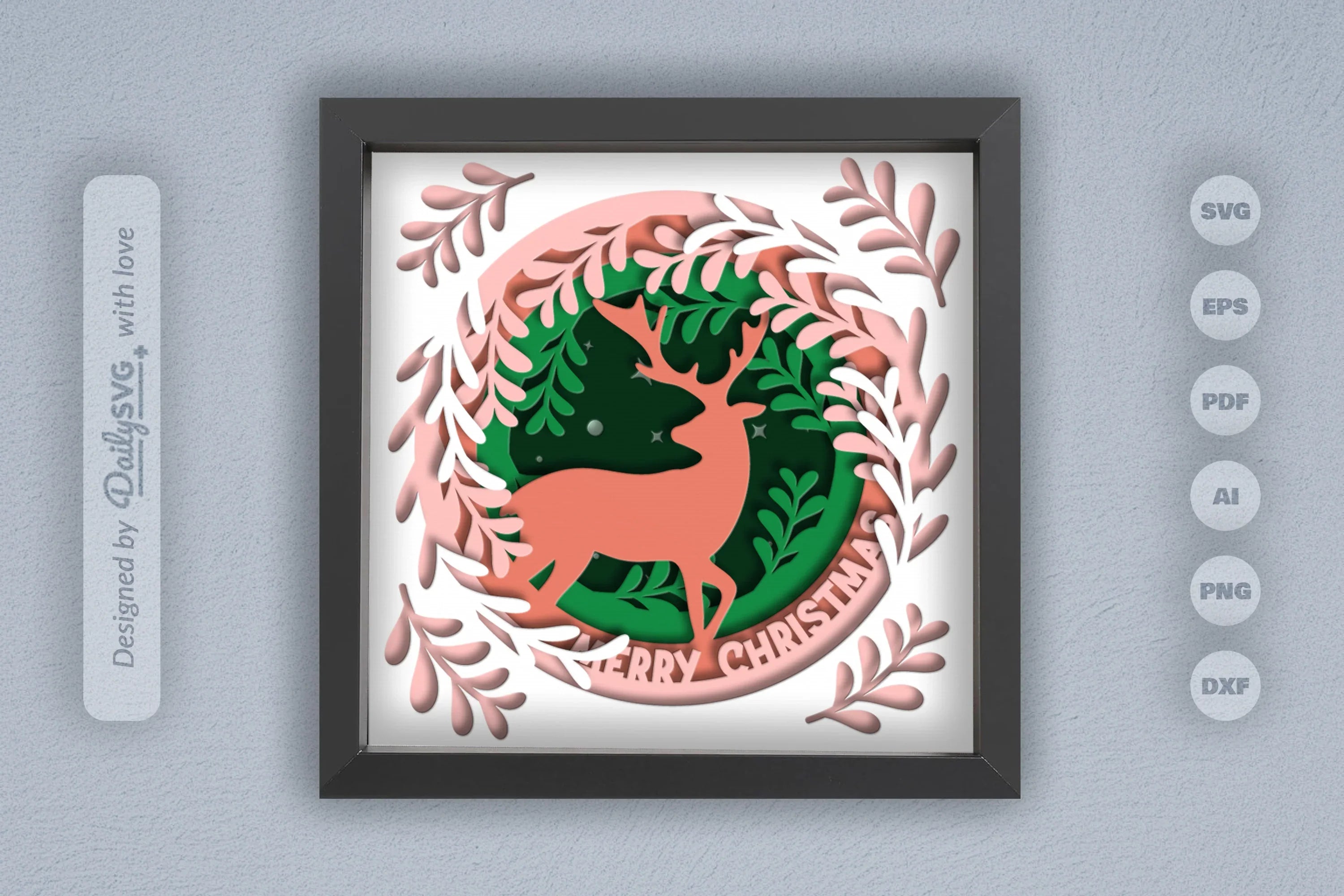 Christmas Deer Papercut Shadow Box SVG Bundle - CraftNest - Digital Crafting and Art