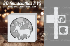 Christmas Deer Papercut Shadow Box Design - CraftNest - Digital Crafting and Art