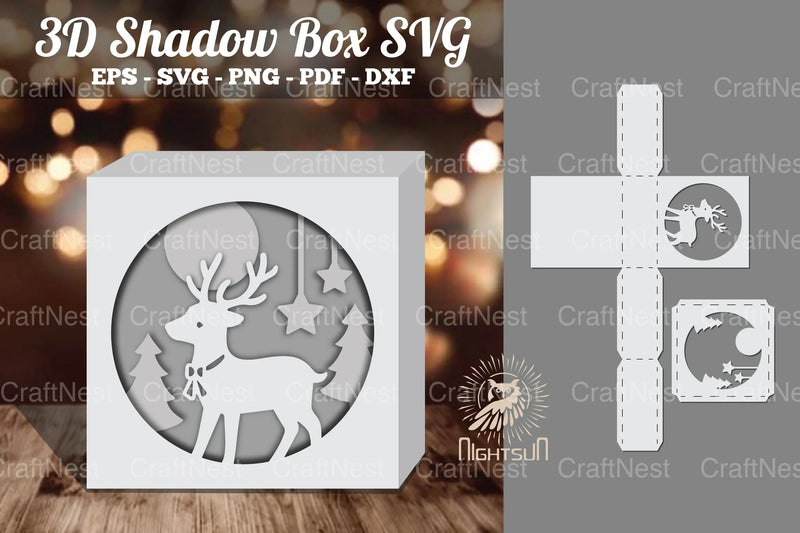 Christmas Deer Papercut Shadow Box Design Bundle - CraftNest - Digital Crafting and Art