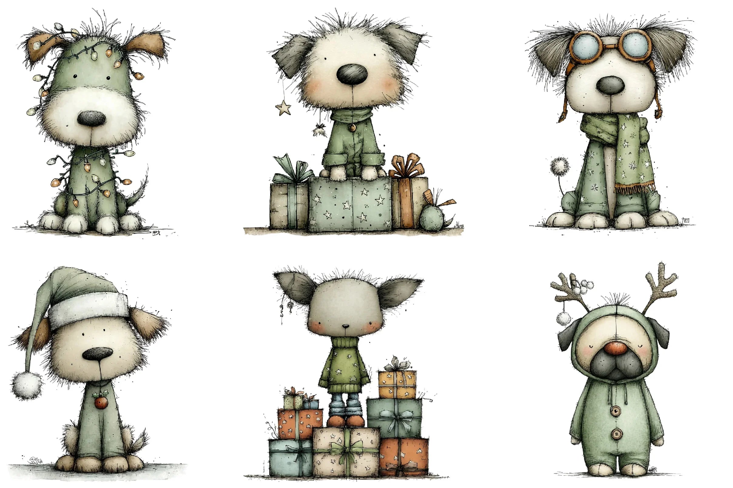 Christmas Dog Happy Clipart Bundle - CraftNest - Digital Crafting and Art