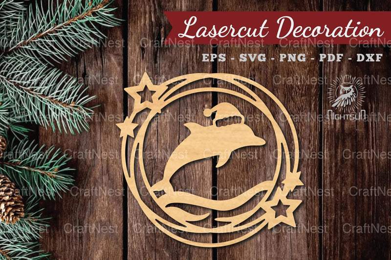 Christmas Dolphin Laser Cut Round Clipart Bundle - CraftNest - Digital Crafting and Art
