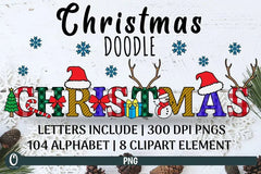 Christmas Doodle Alphabet Clipart SVG Bundle - CraftNest - Digital Crafting and Art
