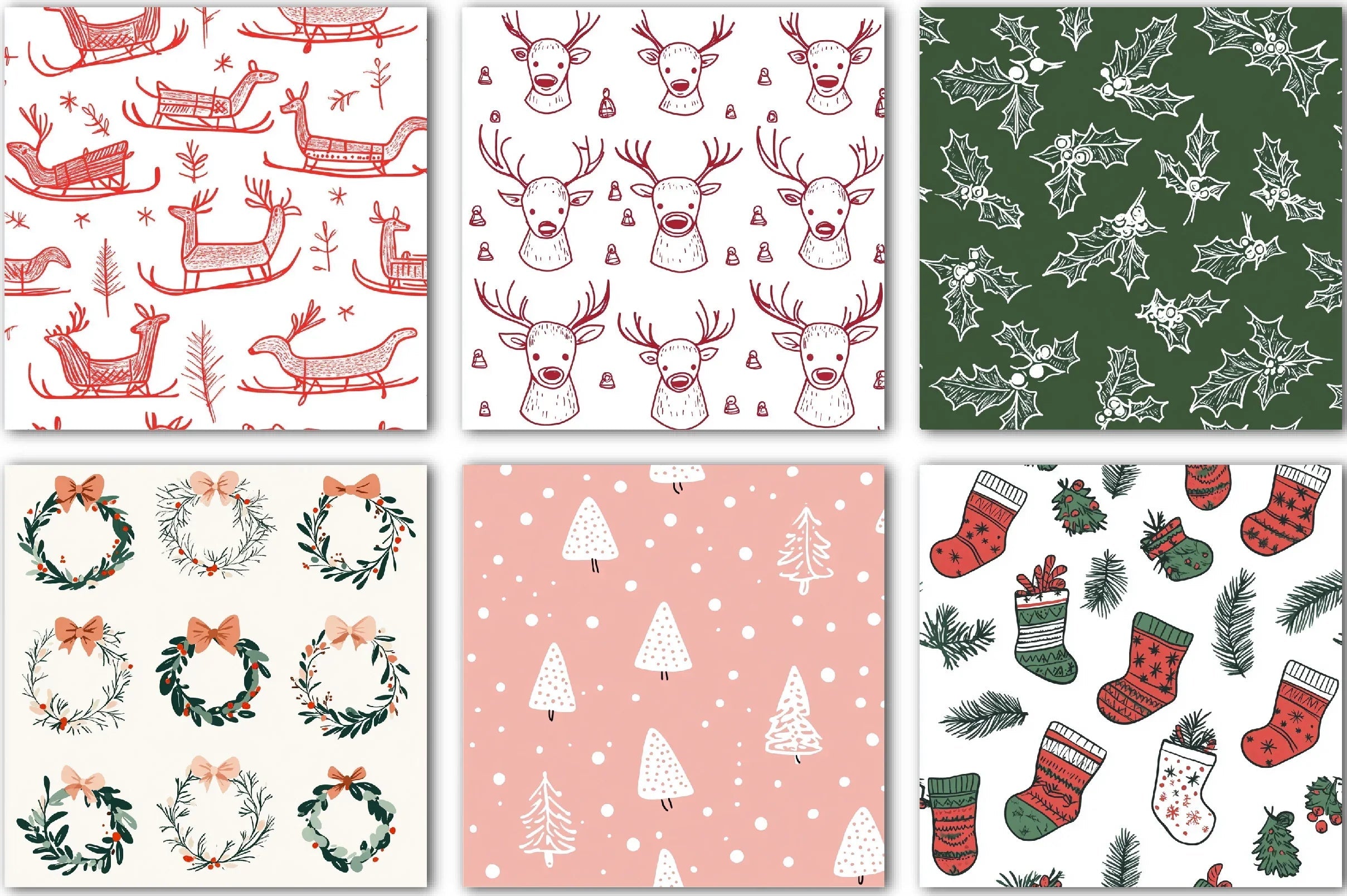 Christmas Doodle Digital Paper Design - CraftNest - Digital Crafting and Art