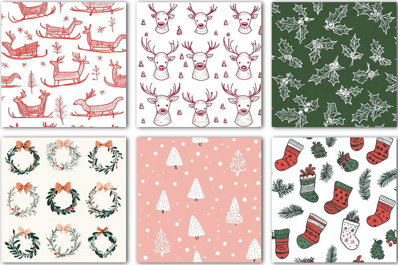 Christmas Doodle Digital Paper Design - CraftNest - Digital Crafting and Art