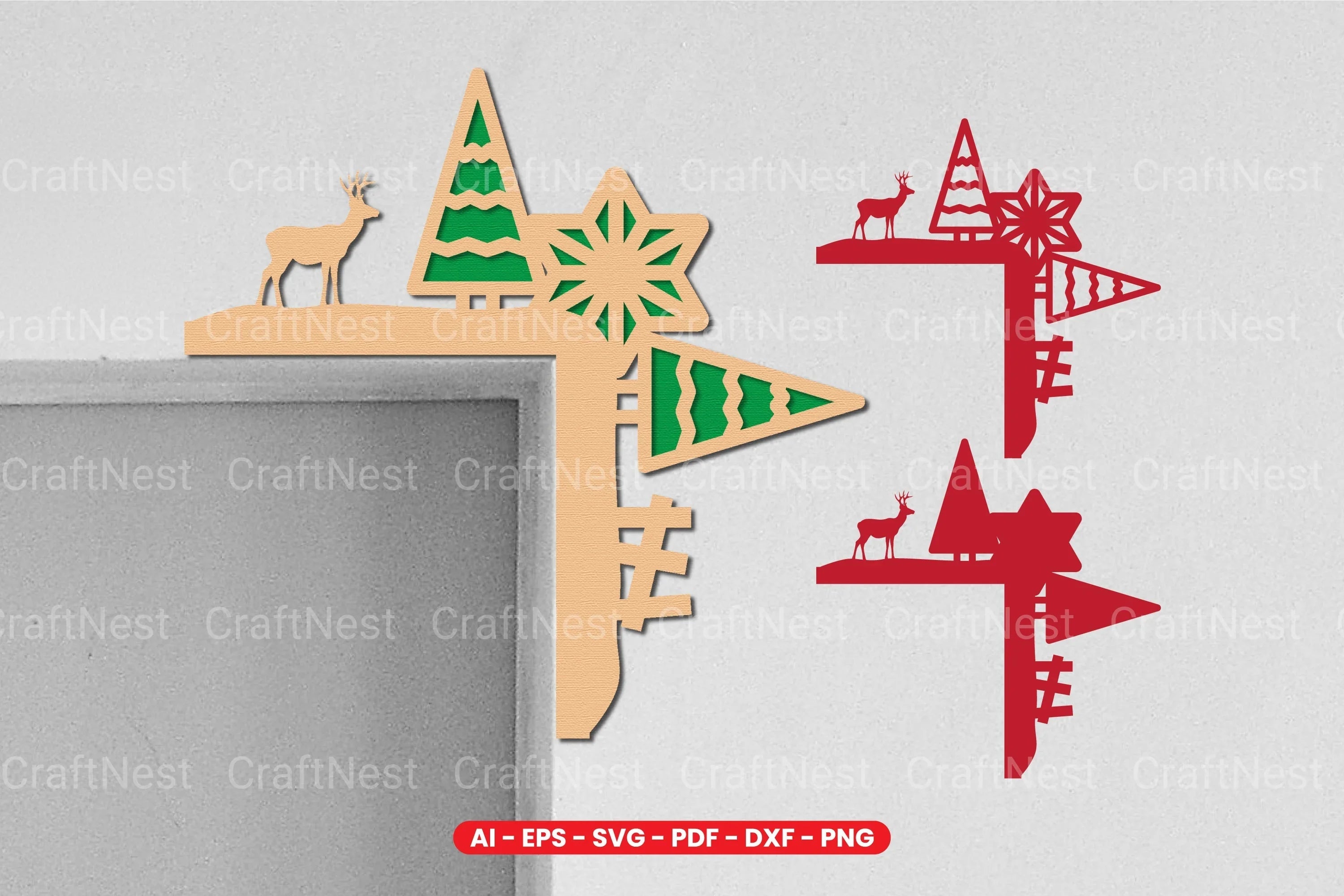 Christmas Door Corner Laser Cut SVG Bundle - CraftNest - Digital Crafting and Art