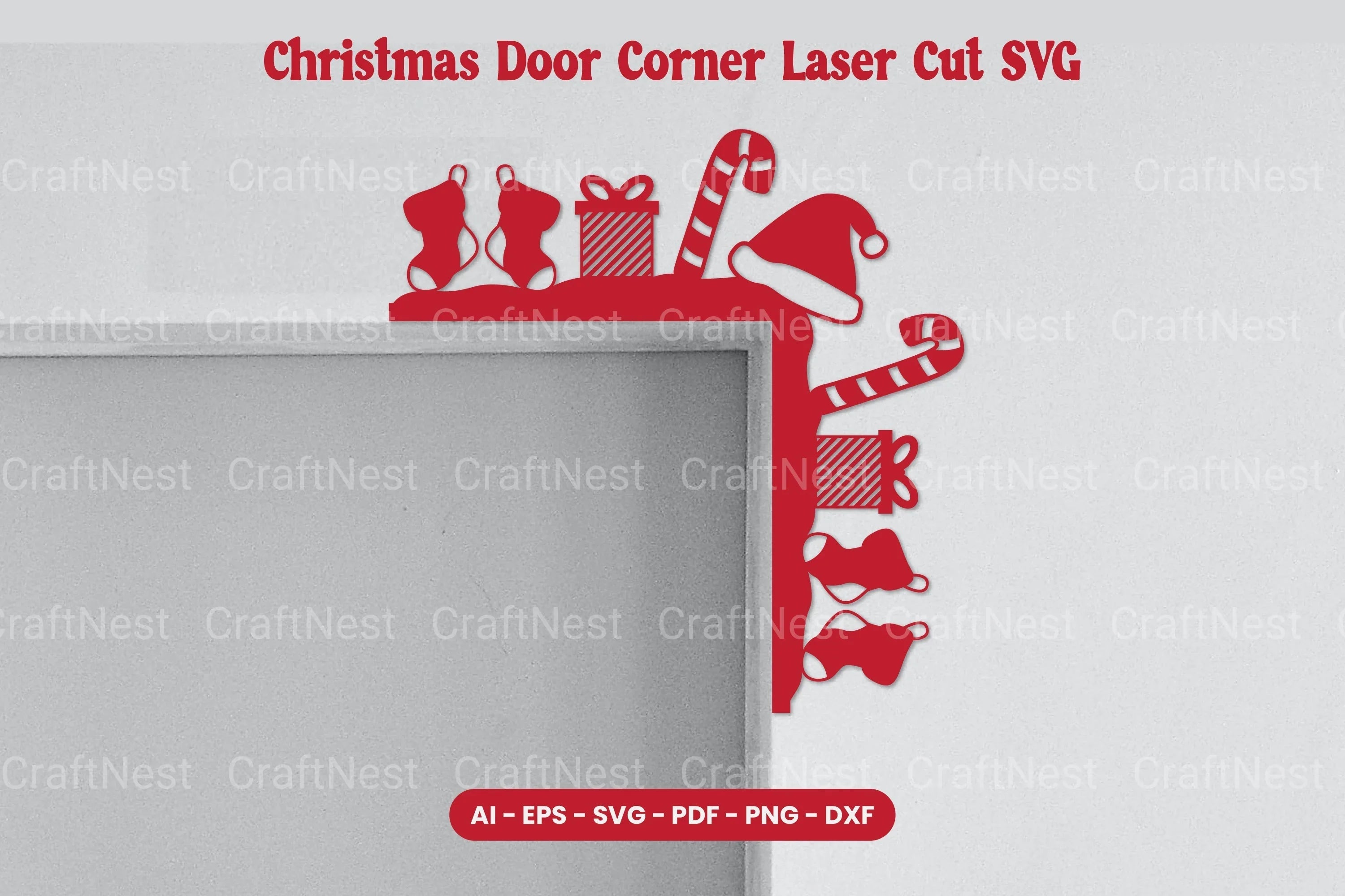 Christmas Door Corner Laser Cut SVG Bundle - CraftNest - Digital Crafting and Art