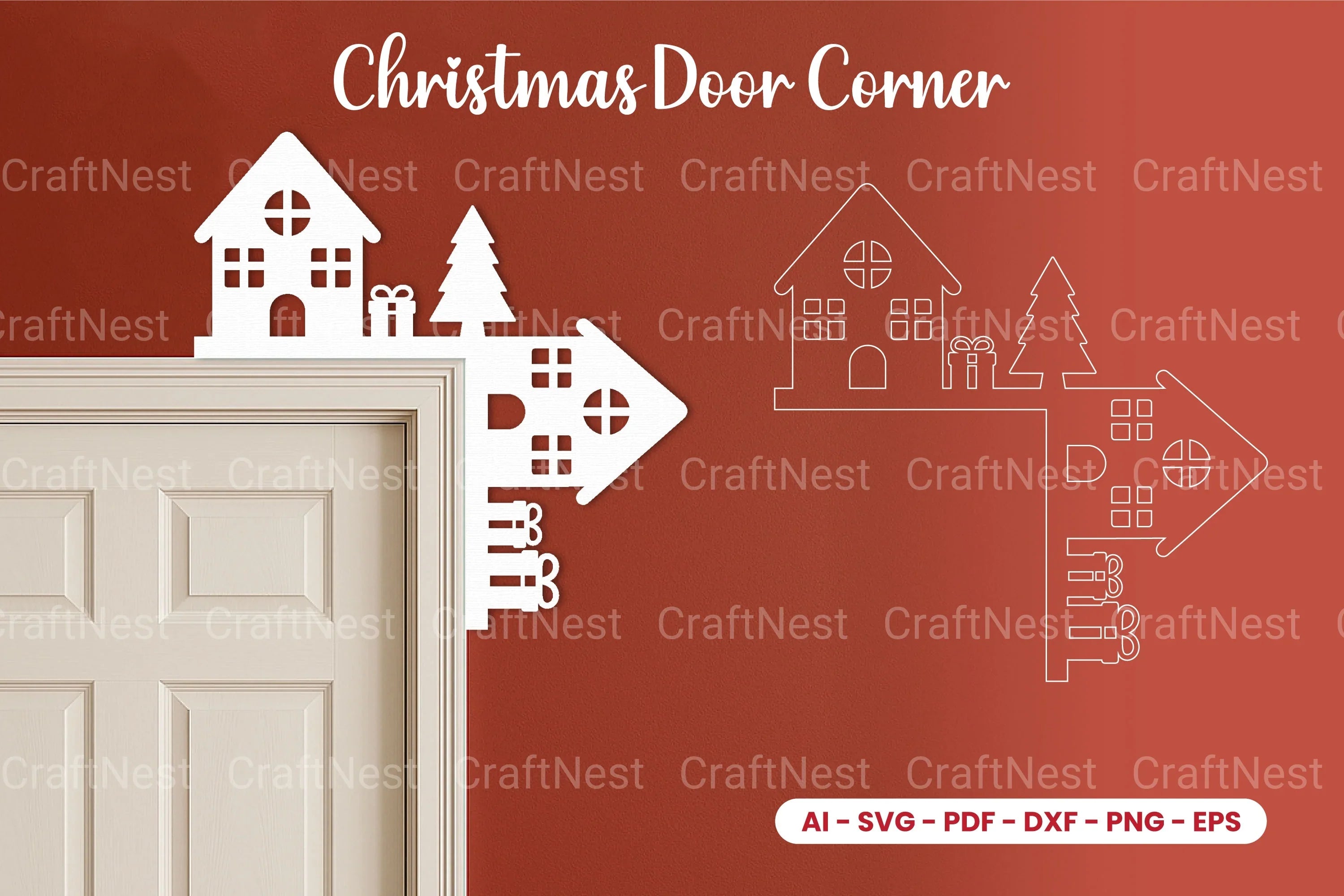 Christmas Door Corner Laser Cut SVG Bundle - CraftNest - Digital Crafting and Art