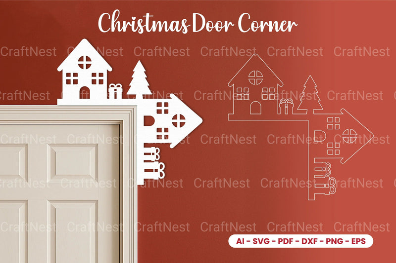 Christmas Door Corner Laser Cut SVG Bundle - CraftNest - Digital Crafting and Art