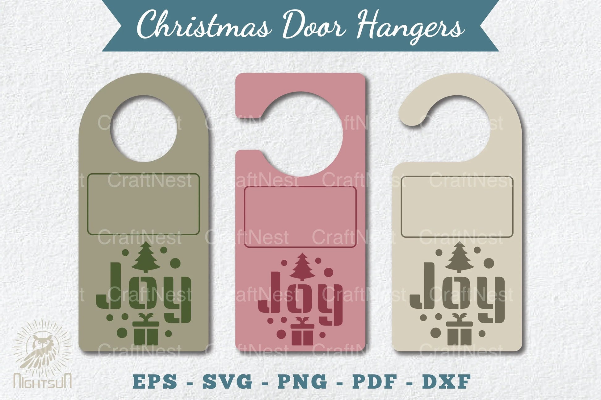 Christmas Door Hangers Set Template Bundle - CraftNest - Digital Crafting and Art