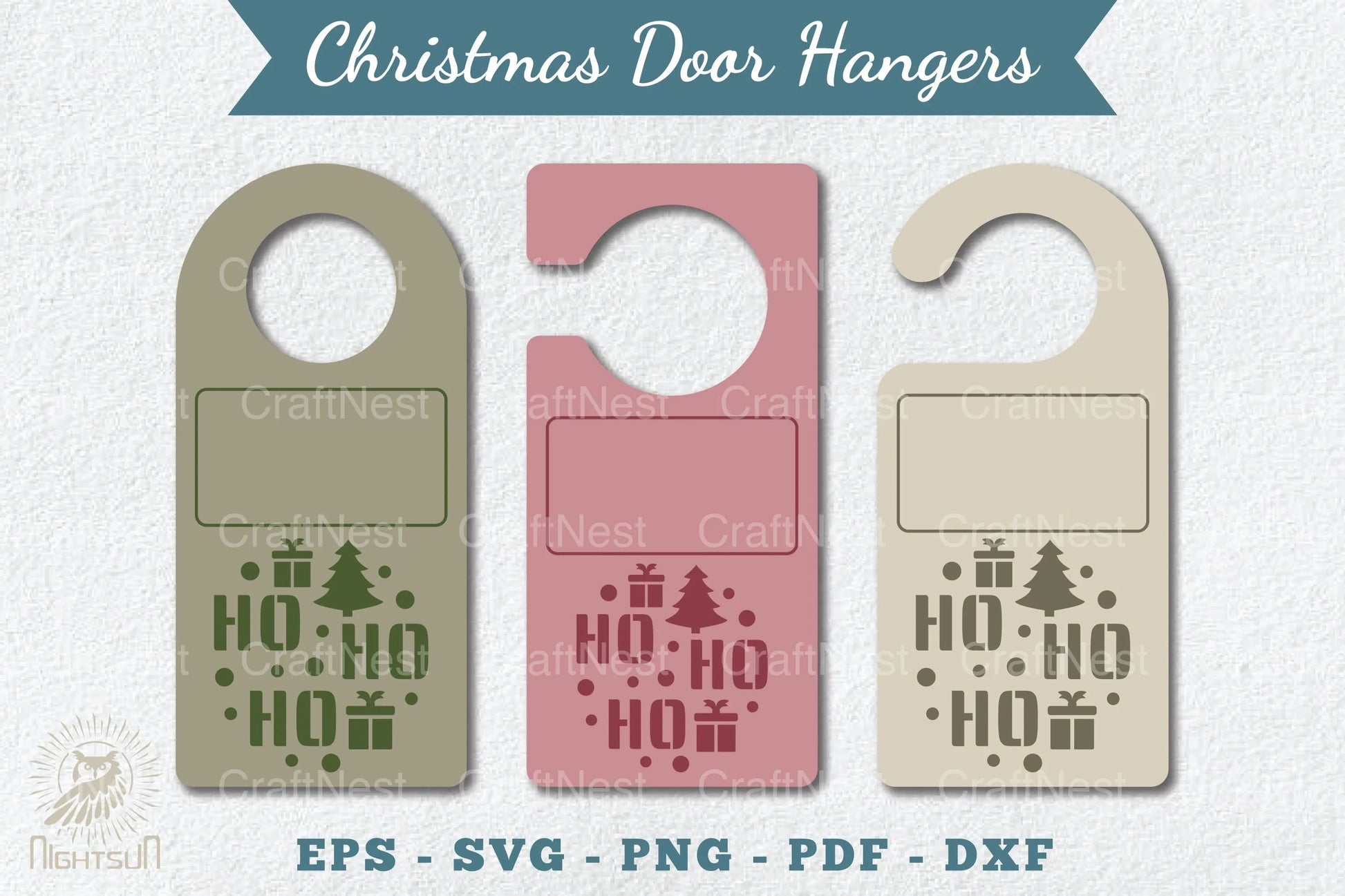 Christmas Door Hangers Set Template Bundle - CraftNest - Digital Crafting and Art