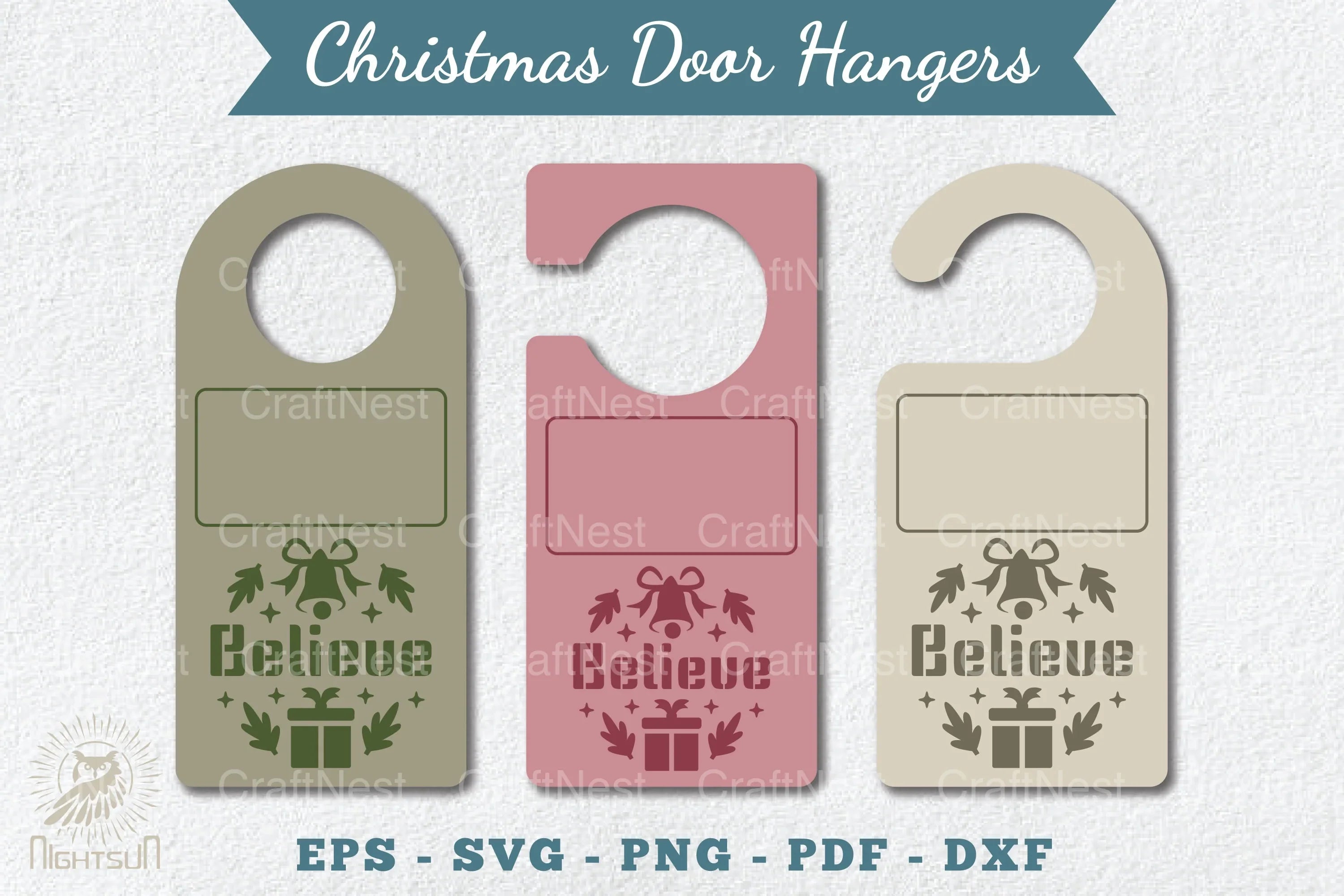 Christmas Door Hangers Set Template Bundle - CraftNest - Digital Crafting and Art