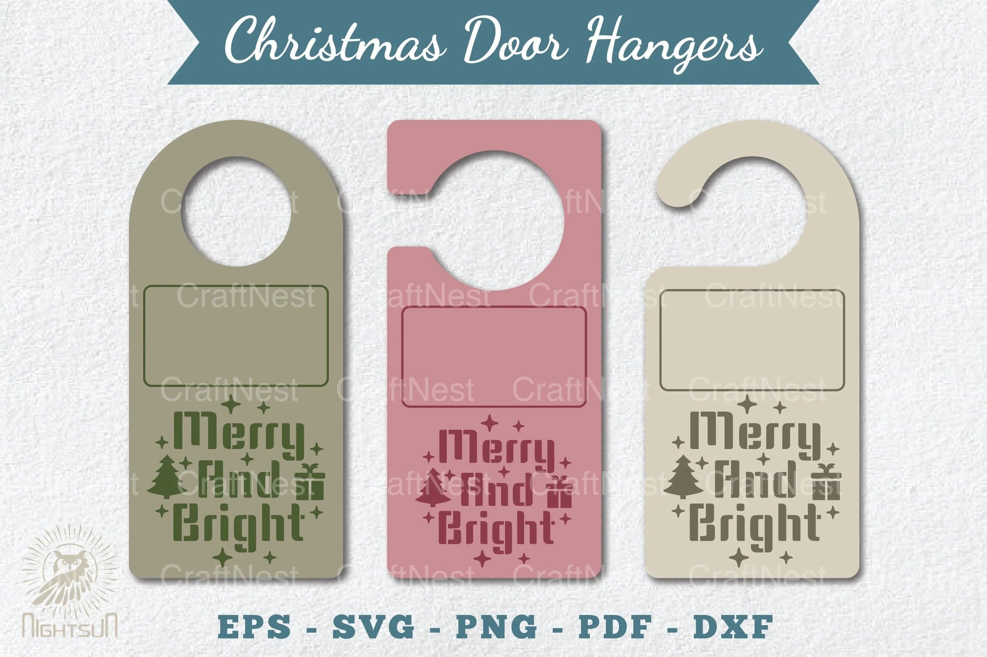 Christmas Door Hangers Set Template Clipart Bundle - CraftNest - Digital Crafting and Art