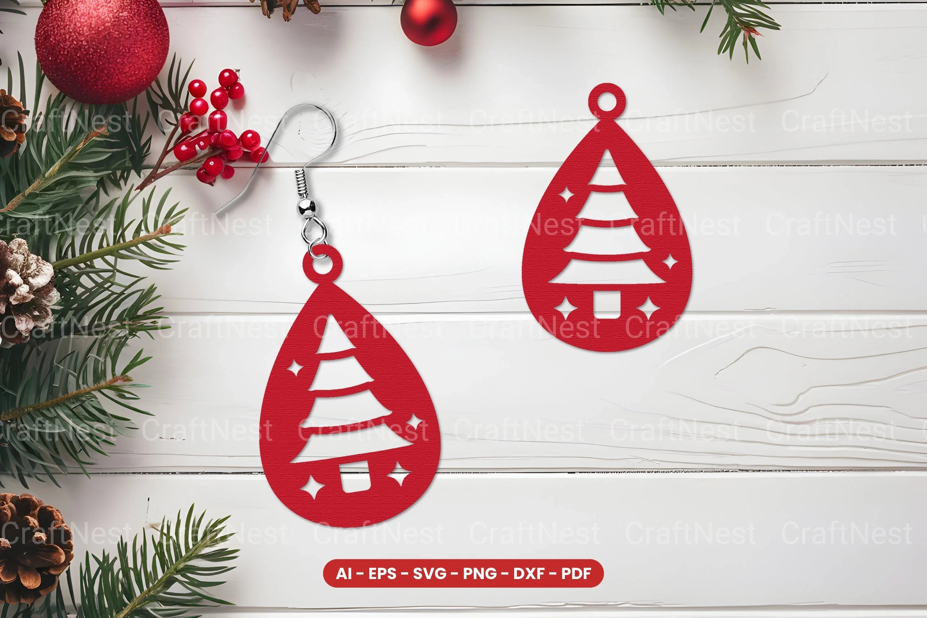 Christmas Earring Lasercut SVG Bundle Clipart - CraftNest - Digital Crafting and Art