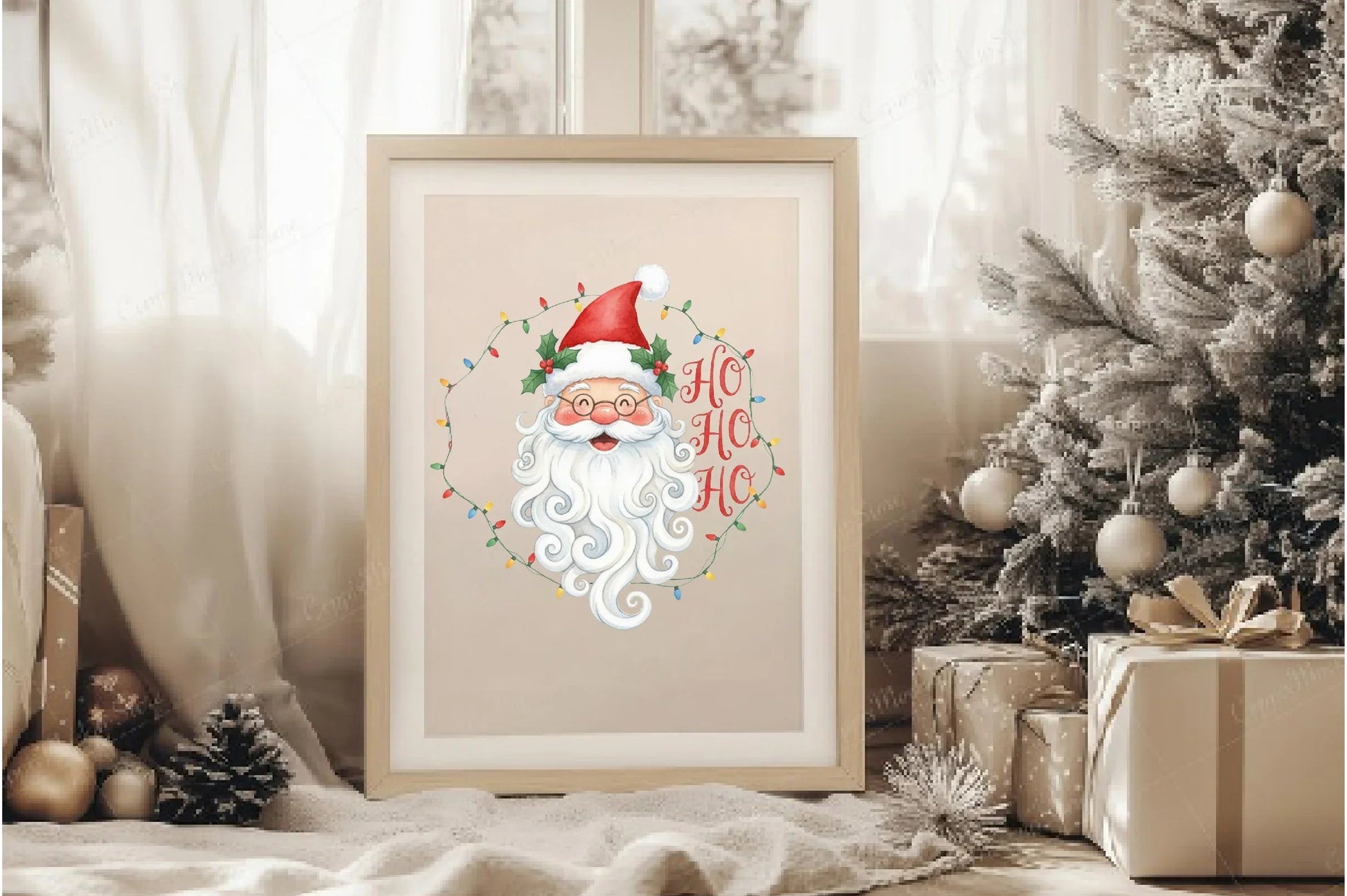 Christmas Face Clipart Bundle with Lights and Holly - CraftNest - Digital Crafting and Art