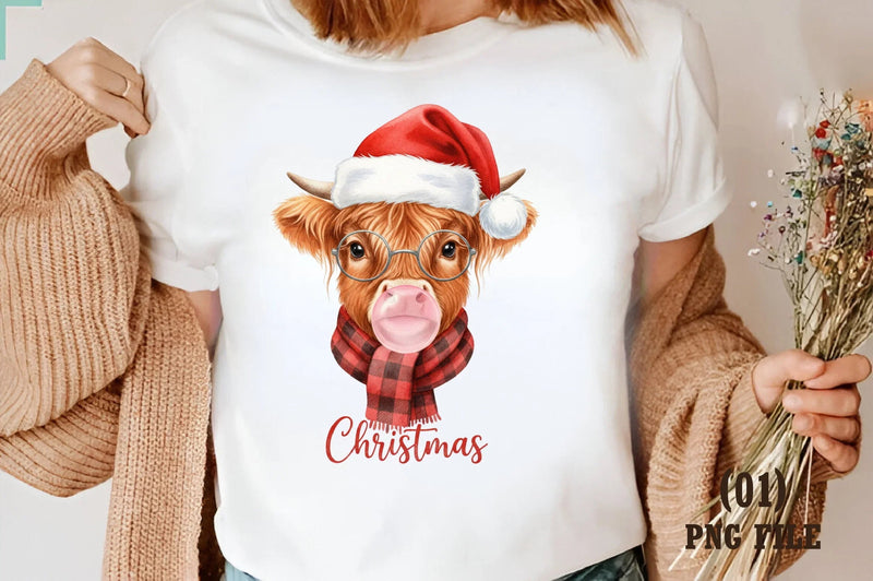 Christmas Farm Highland Cow Sublimation Clipart Bundle - CraftNest - Digital Crafting and Art