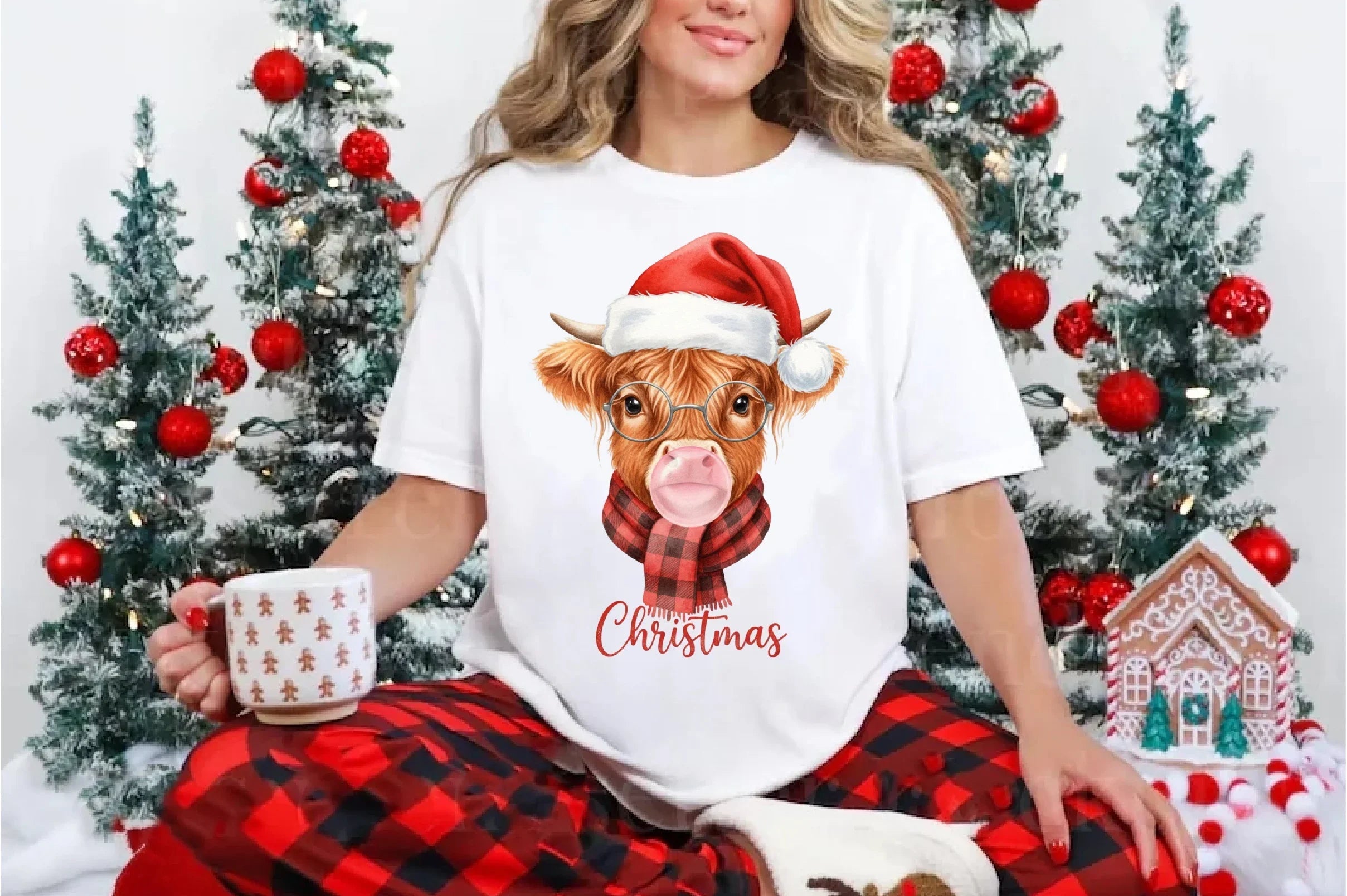 Christmas Farm Highland Cow Sublimation Clipart Bundle - CraftNest - Digital Crafting and Art