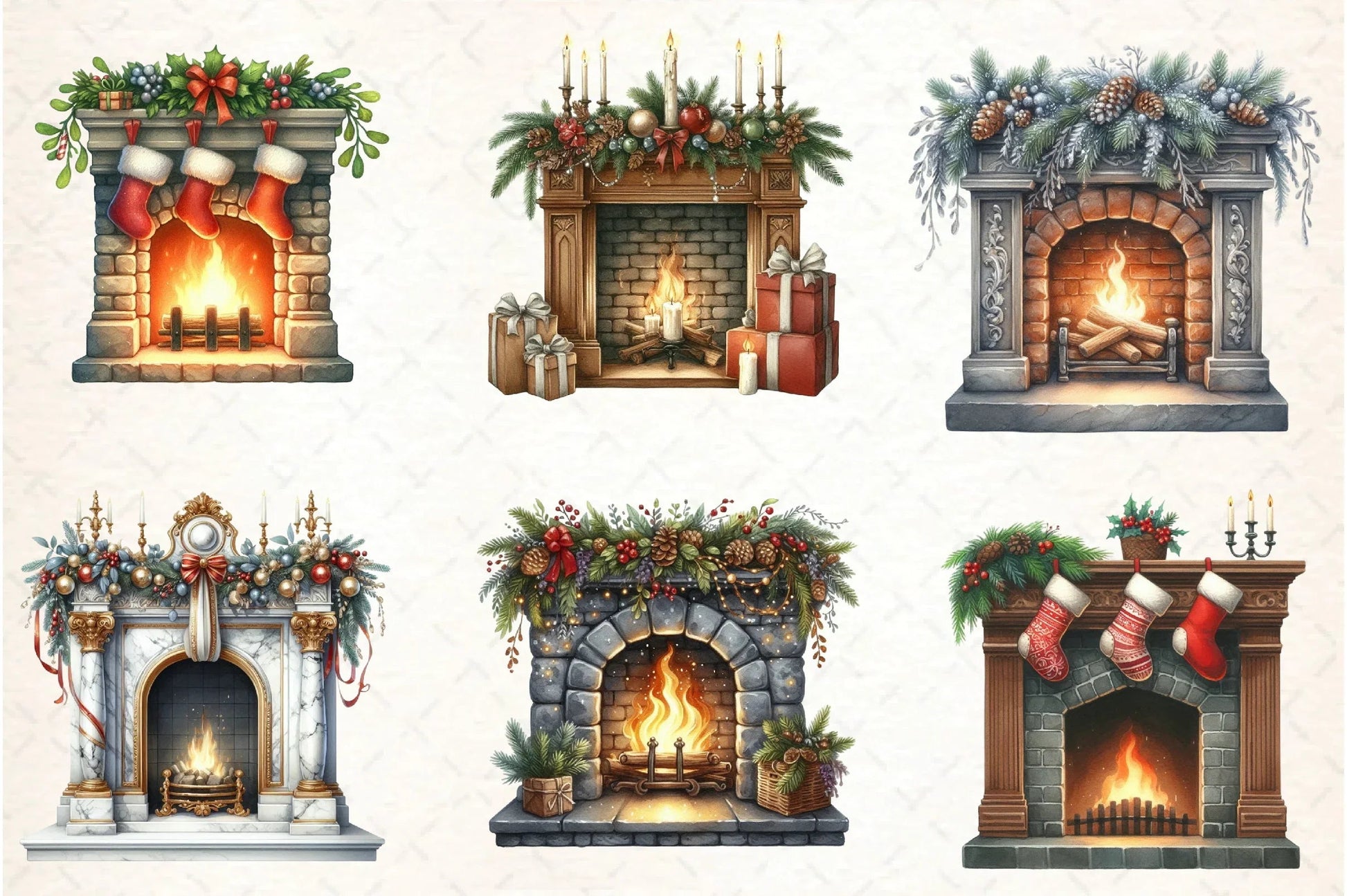 Christmas Fireplace Clipart Bundle - CraftNest - Digital Crafting and Art