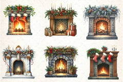 Christmas Fireplace Clipart Bundle - CraftNest - Digital Crafting and Art