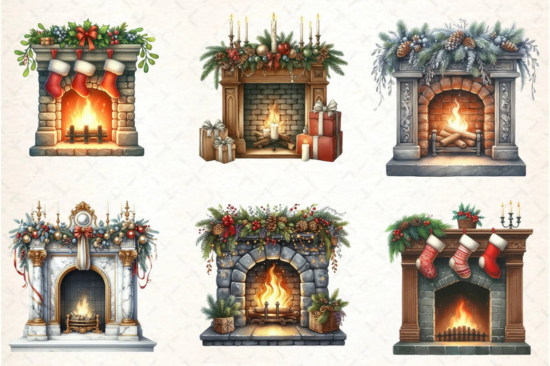 Christmas Fireplace Clipart Bundle - CraftNest - Digital Crafting and Art
