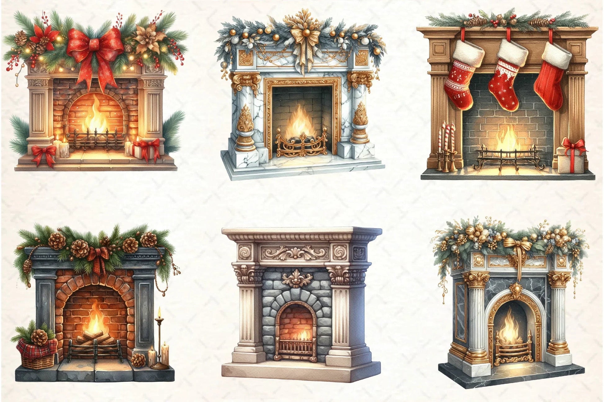 Christmas Fireplace Clipart Bundle - CraftNest - Digital Crafting and Art