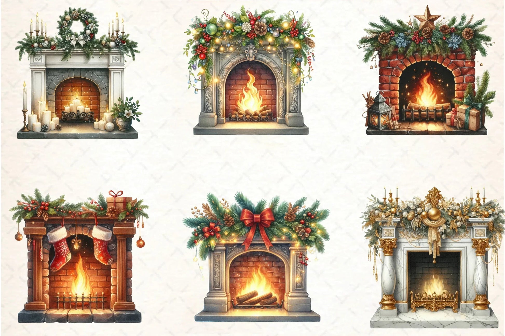 Christmas Fireplace Clipart Bundle - CraftNest - Digital Crafting and Art