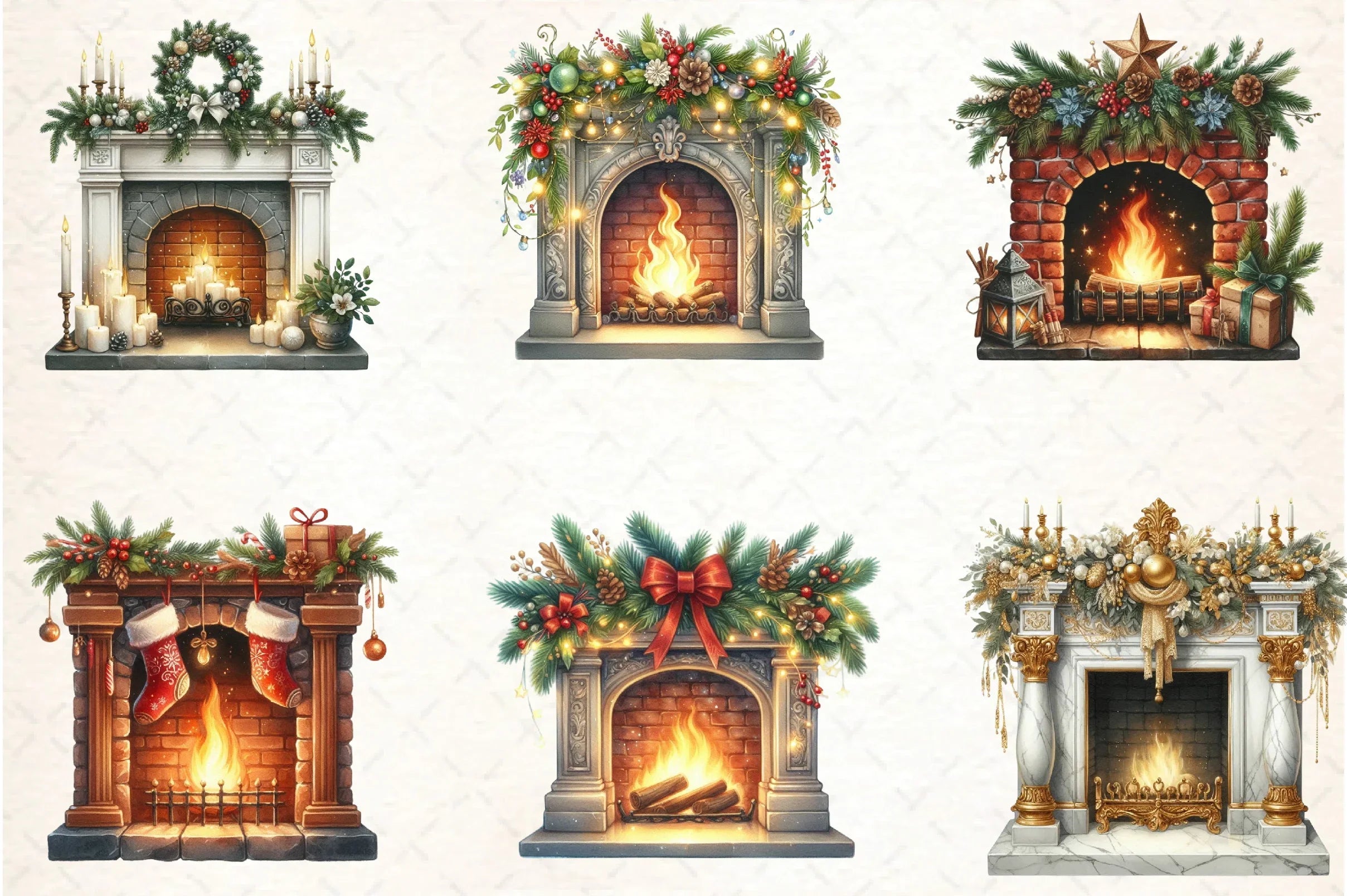 Christmas Fireplace Clipart Bundle - CraftNest - Digital Crafting and Art