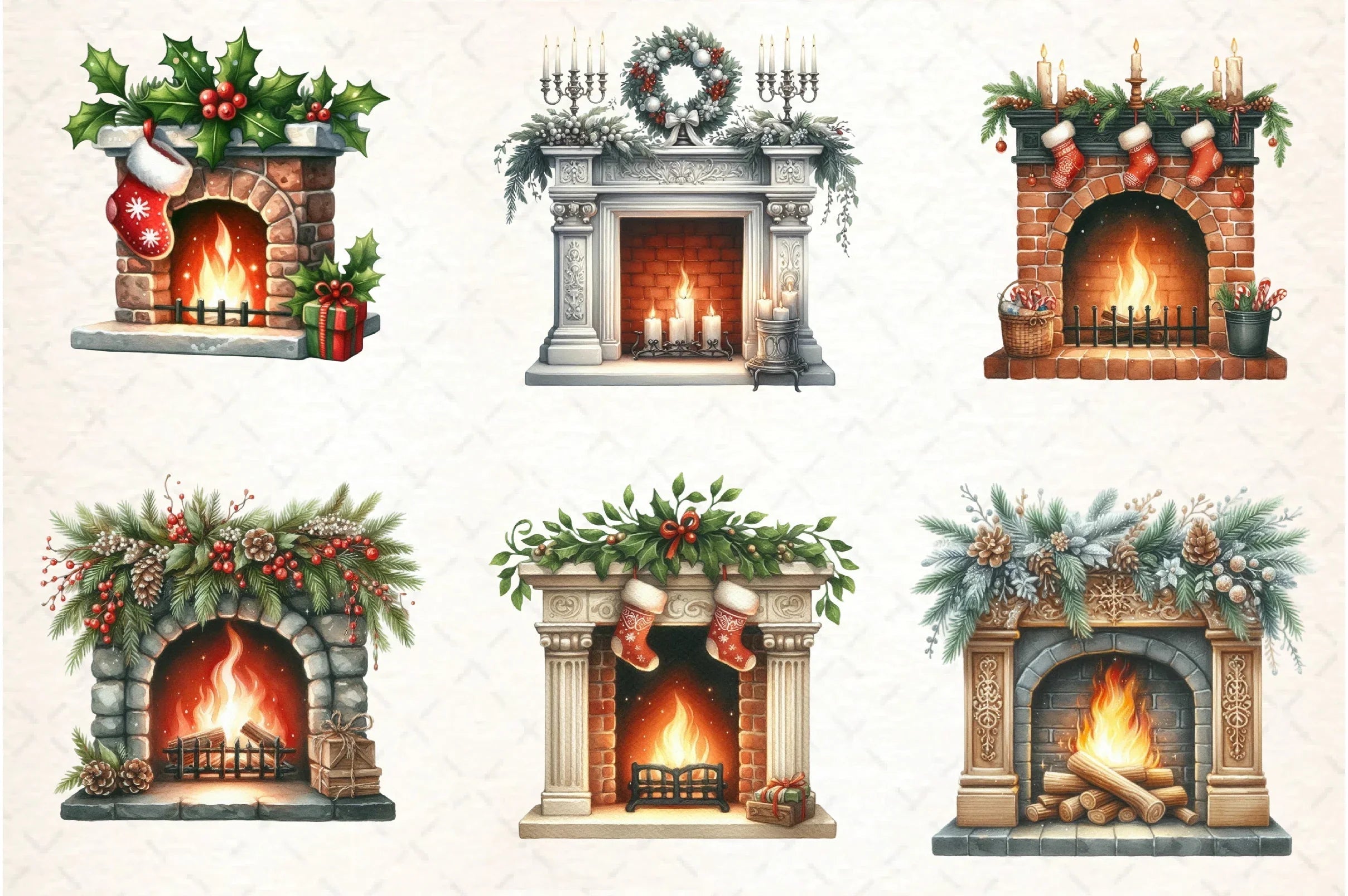 Christmas Fireplace Clipart Bundle - CraftNest - Digital Crafting and Art