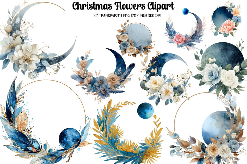Christmas Flowers Clipart Bundle - CraftNest - Digital Crafting and Art