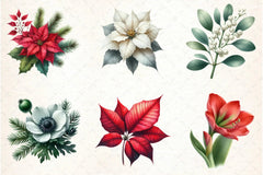 Christmas Flowers Clipart Bundle - CraftNest - Digital Crafting and Art