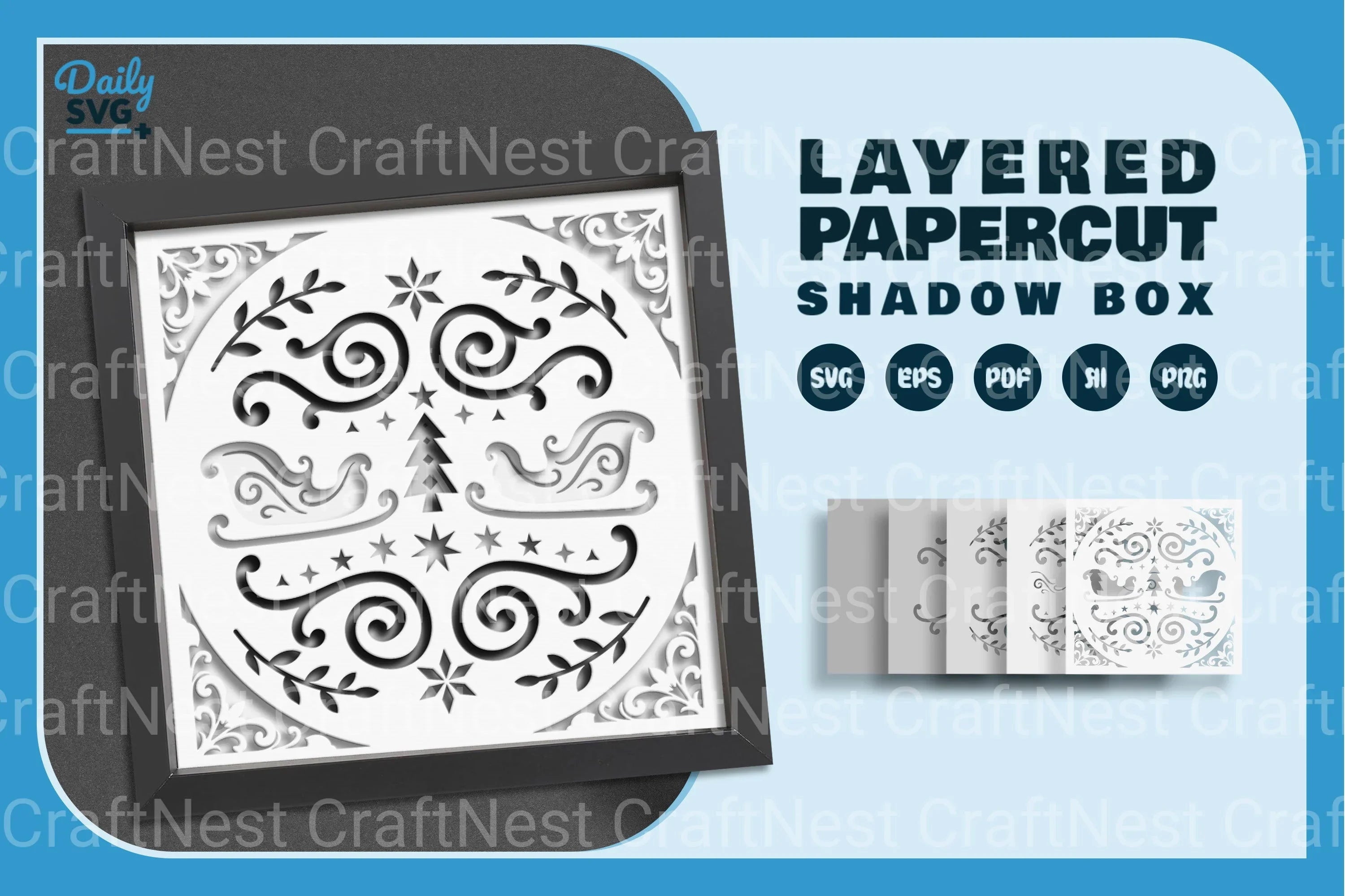 Christmas Folk Art White Papercut SVG Bundle